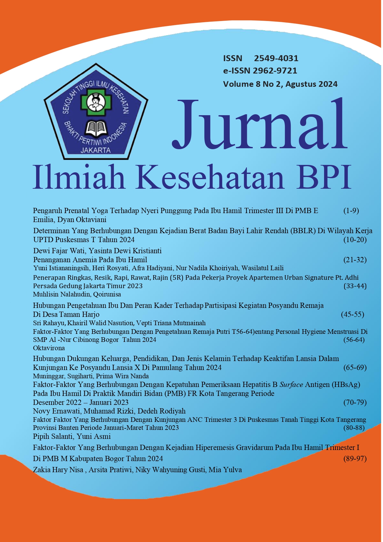 					View Vol. 8 No. 2 (2024): JURNAL ILMIAH KESEHATAN Bhakti Pertiwi Indonesia
				